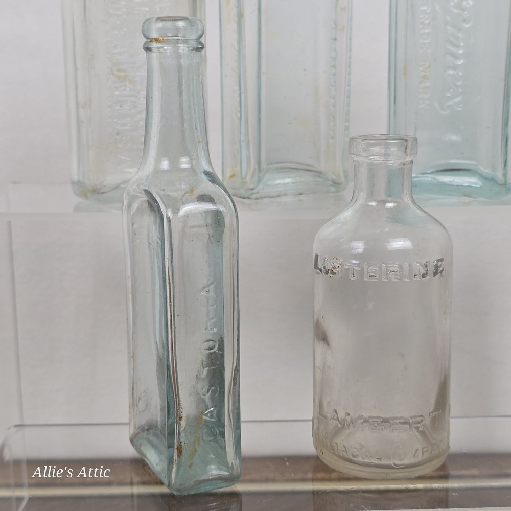 6 Apothecary Jars Bottles Vintage Pharmacy Glass Embossed Listerine Citrate Lot - Picture 6 of 13